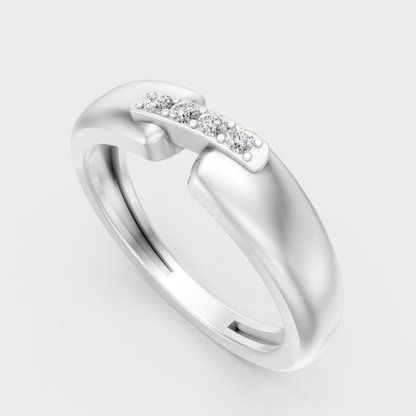 Sleek 18K White Gold Men’s Band Featuring A 0.72Ct Round Lab Diamond