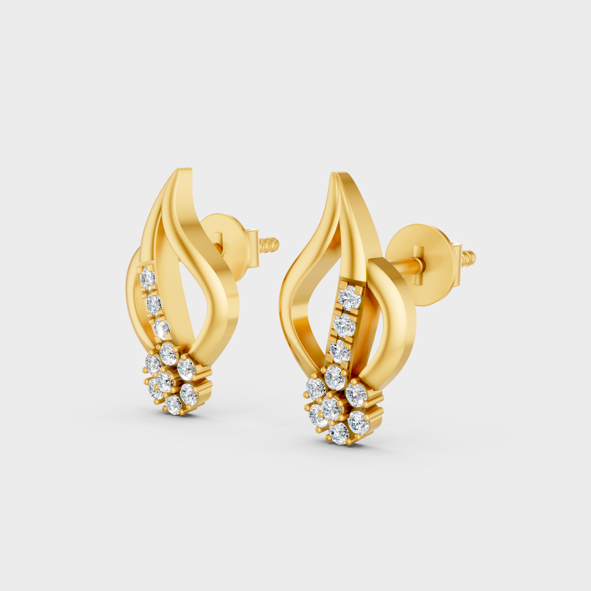 9K Yellow Gold Round-Shaped Lab-Grown Diamond Studs For Ethical Luxury 