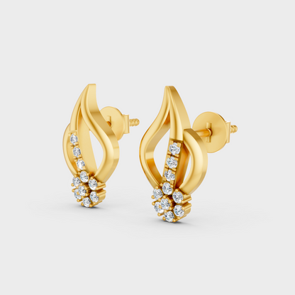 9K Yellow Gold Round-Shaped Lab-Grown Diamond Studs For Ethical Luxury 