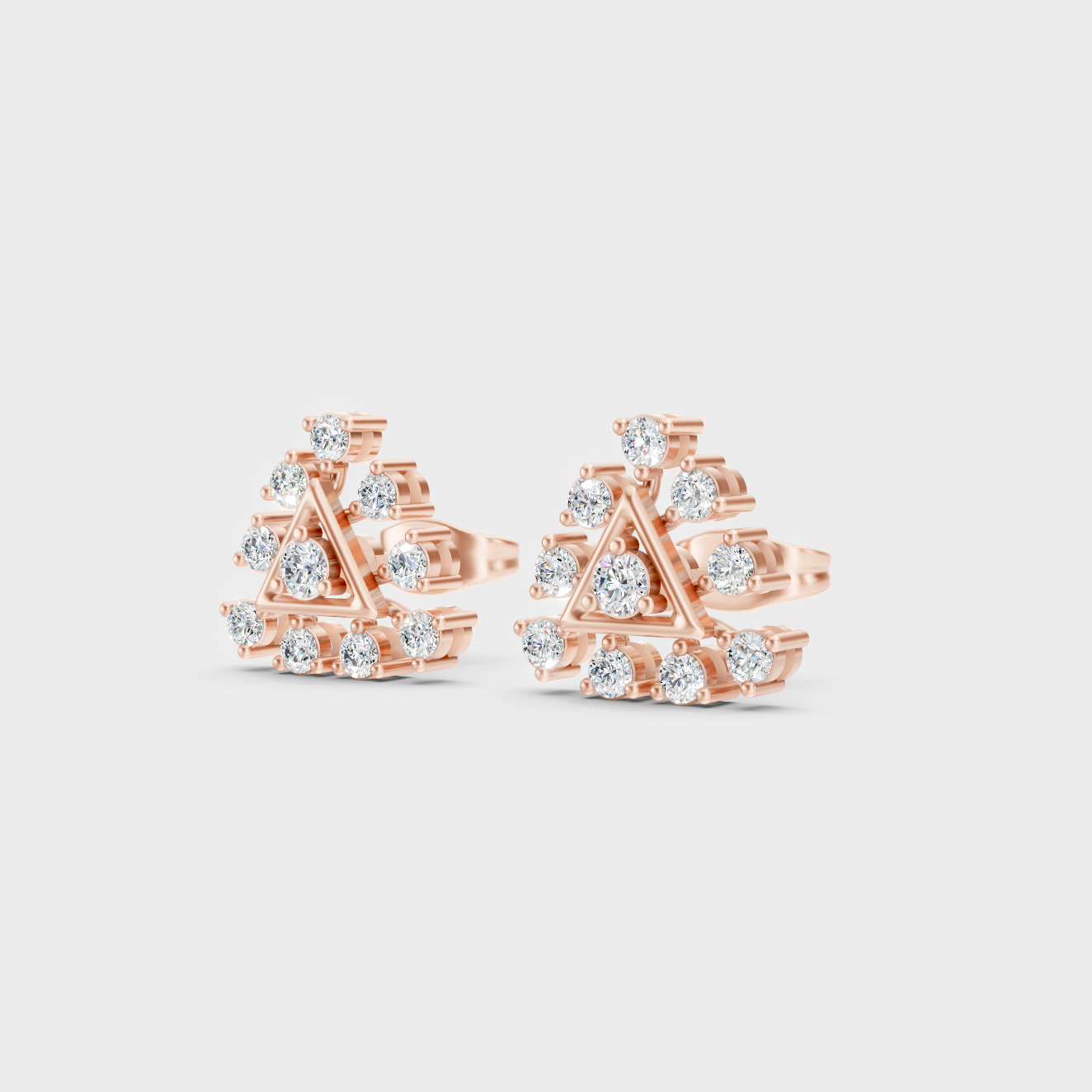 9K Rose Gold Round-Cut Lab-Grown Diamond Earrings With Hallmark Quality