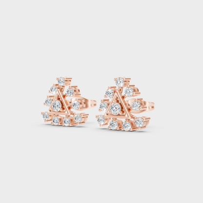 9K Rose Gold Round-Cut Lab-Grown Diamond Earrings With Hallmark Quality