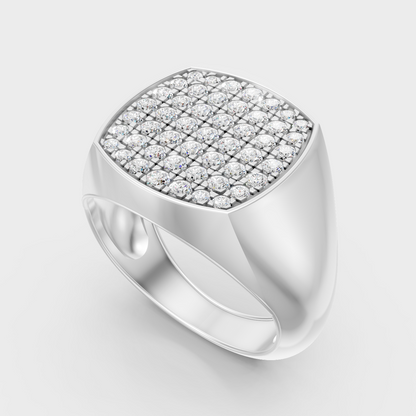 Sleek 18K White Gold Men’s Band Featuring A 0.71Ct Round Lab Diamond
