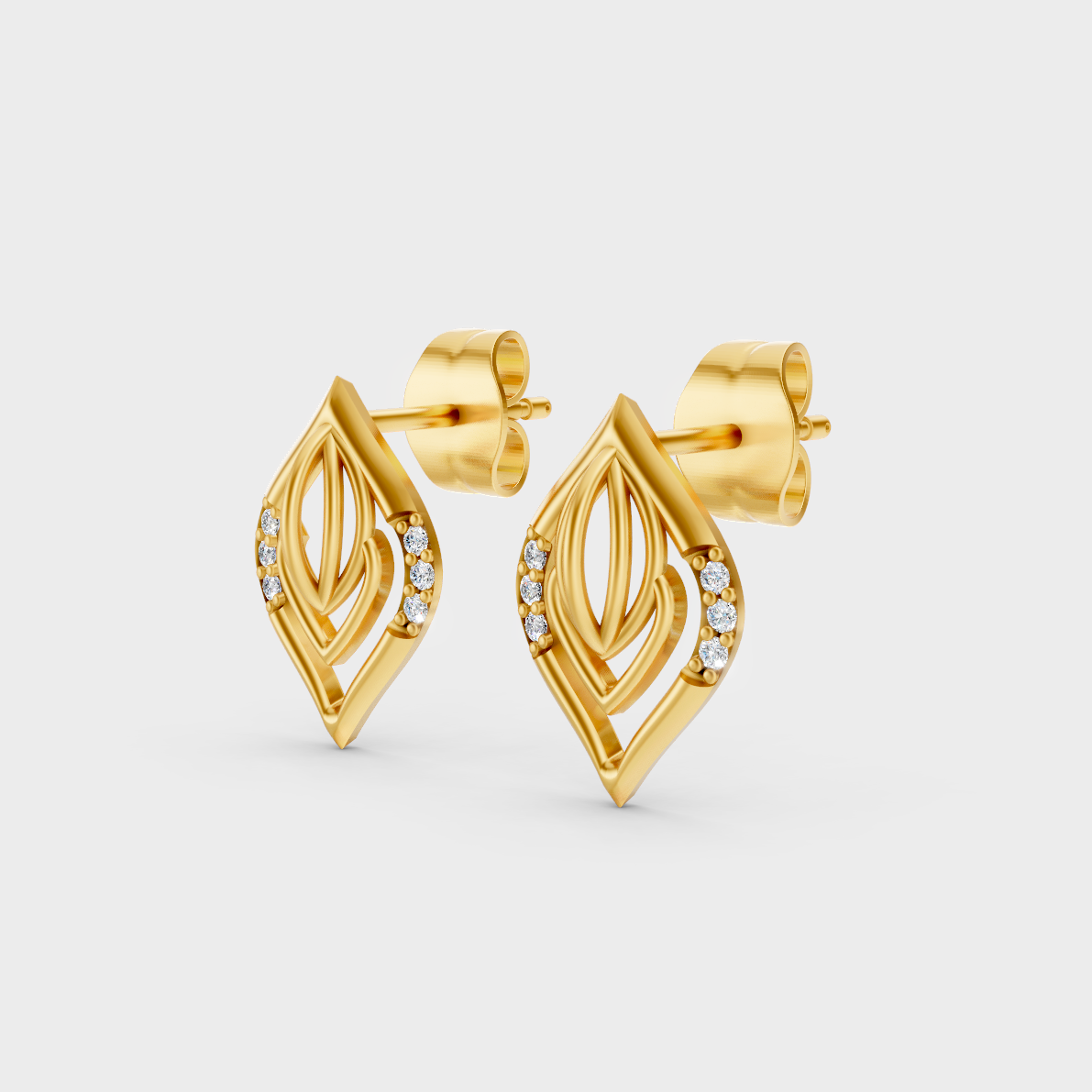  9K Yellow Gold Round-Shaped Lab-Grown Diamond Studs For Ethical Luxury