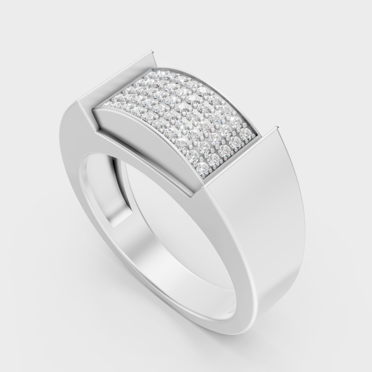 Sleek 18K White Gold Men’s Band Featuring A 0.25Ct Round Lab Diamond