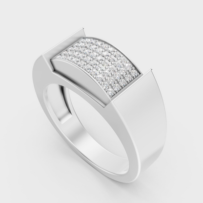 Sleek 18K White Gold Men’s Band Featuring A 0.25Ct Round Lab Diamond