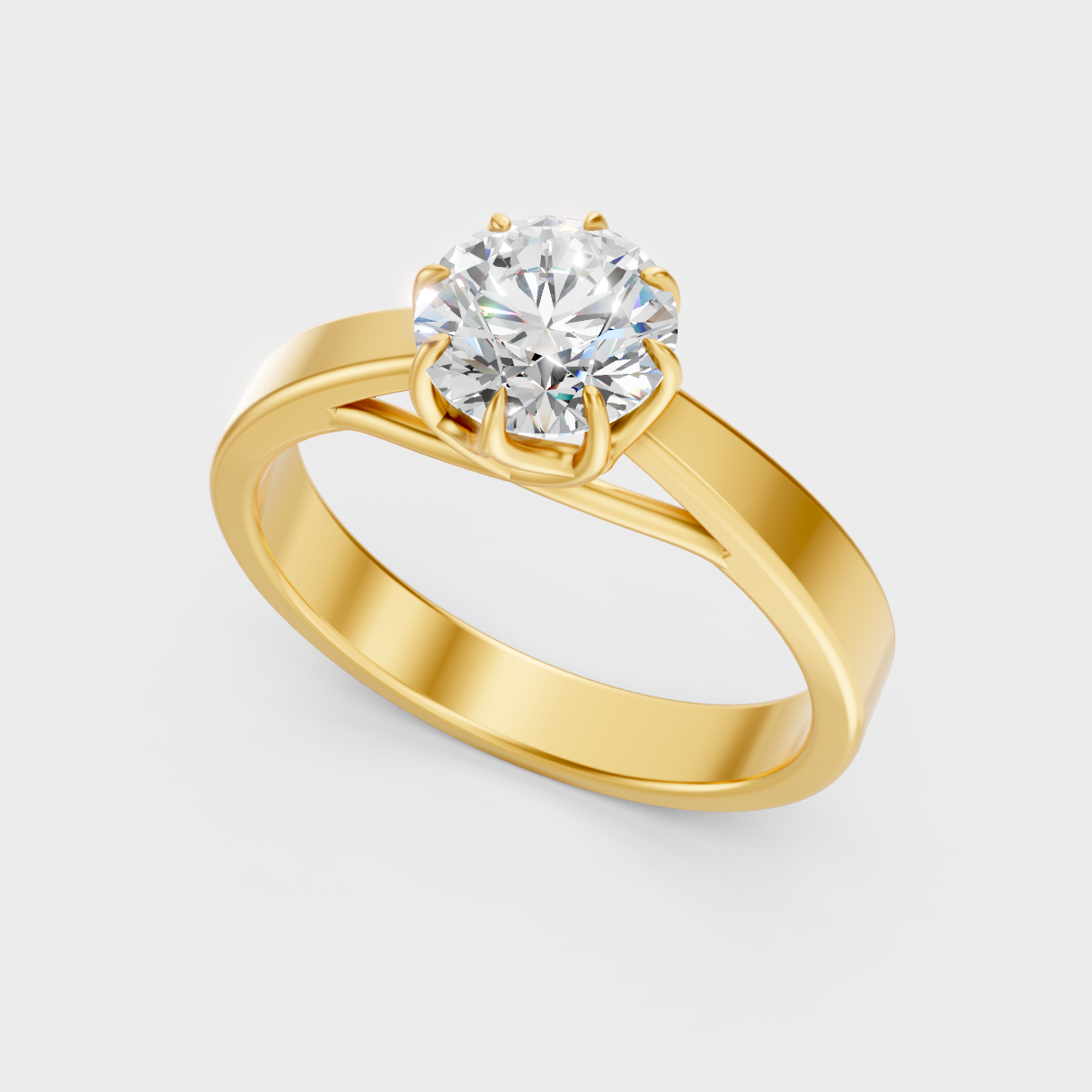 Classic  Yellow Gold Engagement Ring Featuring Lab Diamond Center