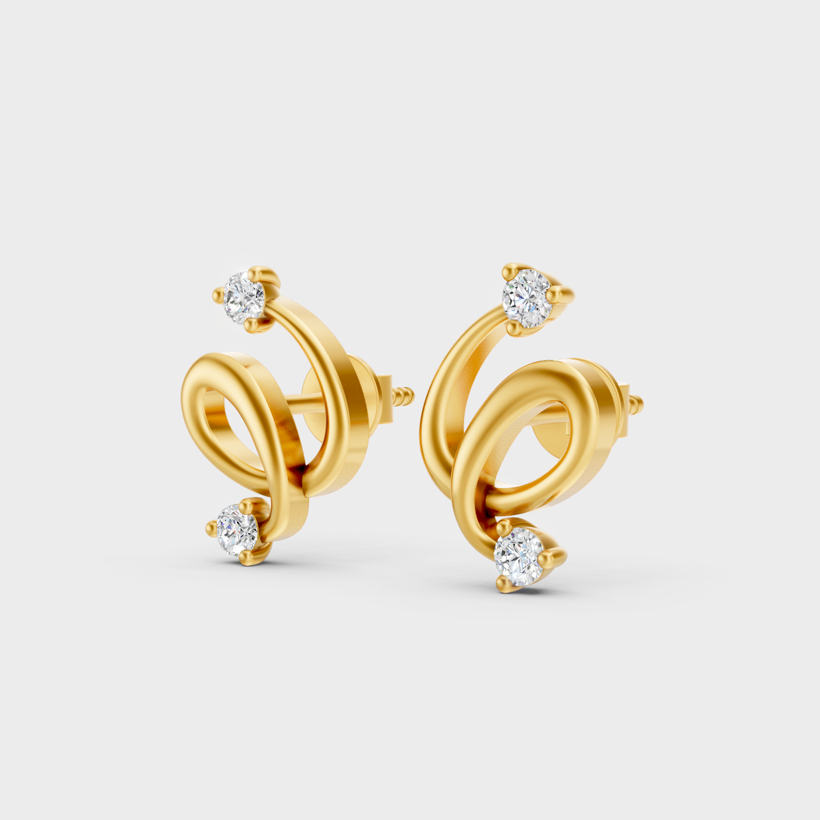 9K Yellow Gold Round-Shaped Lab-Grown Diamond Studs For Ethical Luxury 