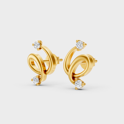 9K Yellow Gold Round-Shaped Lab-Grown Diamond Studs For Ethical Luxury 