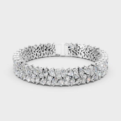 13.40 Ct Multi-Shape Certified Lab-Grown Diamond Tennis Bracelet White Gold