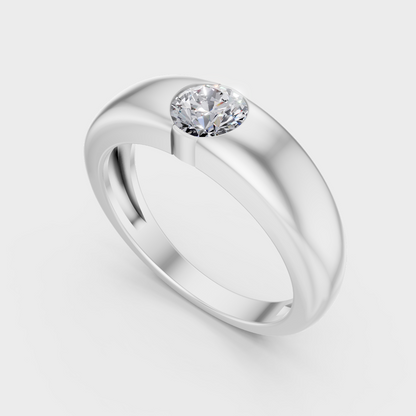 Sleek 18K White Gold Men’s Band Featuring A 0.05Ct Round Lab Diamond