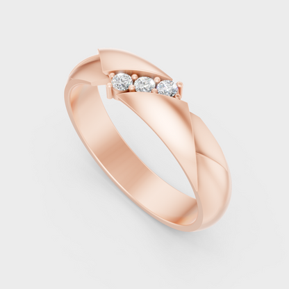 Sleek 14K Rose Gold Men’s Band Featuring A Certified 0.075Ct Round Lab Diamond