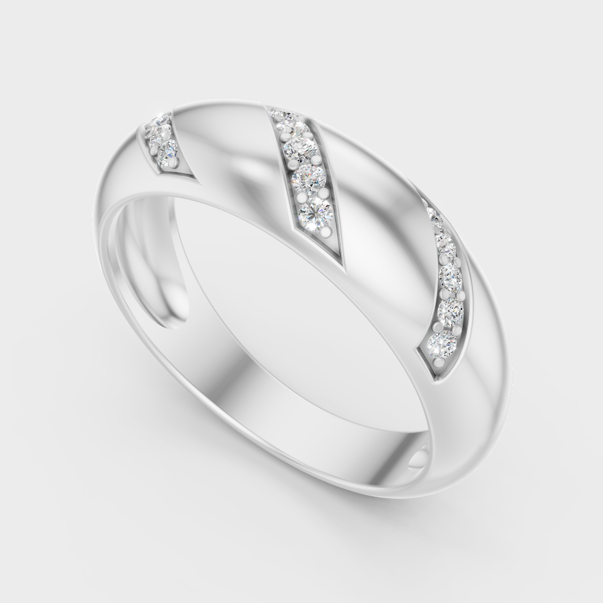 Sleek 18K White Gold Men’s Band Featuring A 0.15Ct Round Lab Diamond