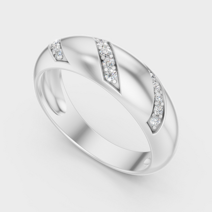 Sleek 18K White Gold Men’s Band Featuring A 0.15Ct Round Lab Diamond