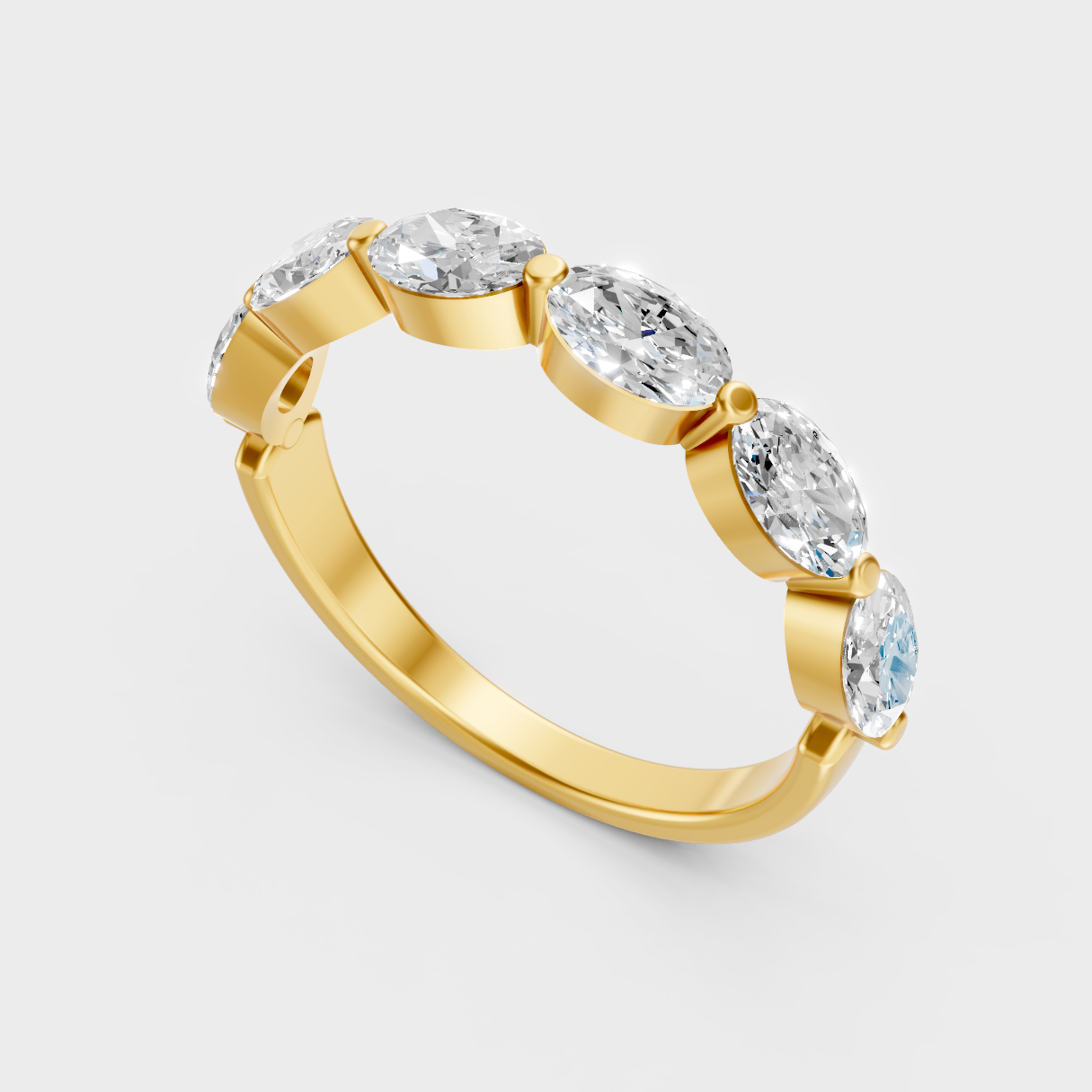 Classic 14K Yellow Gold Engagement Ring Featuring A Oval Lab Diamond