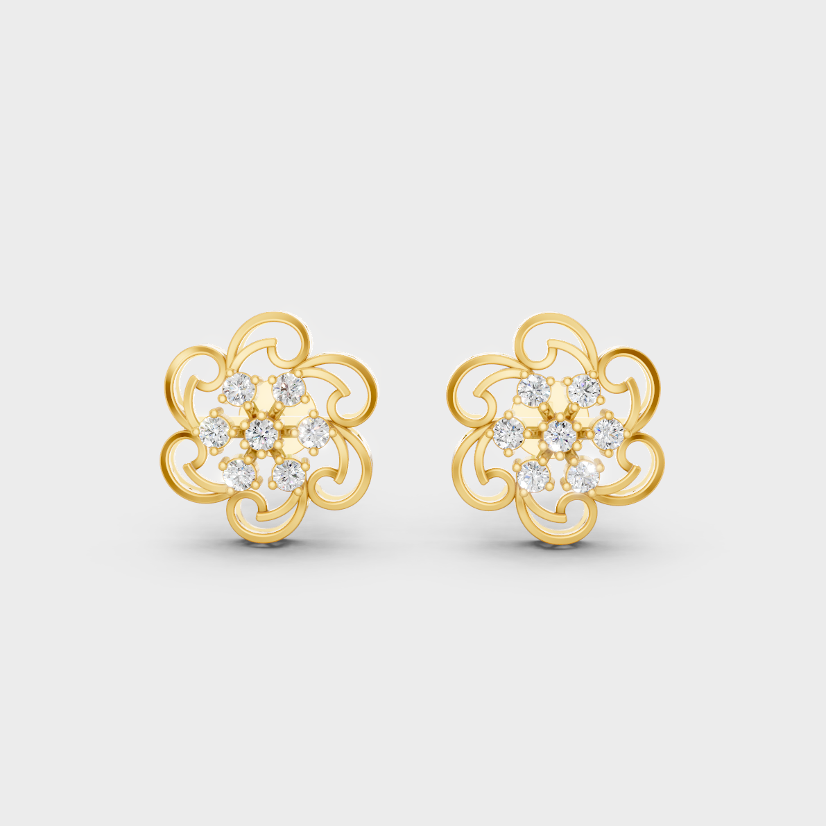  Radiant Yellow Gold Solitaire Earrings With Certified 0.50 Ct Total Weight Diamonds