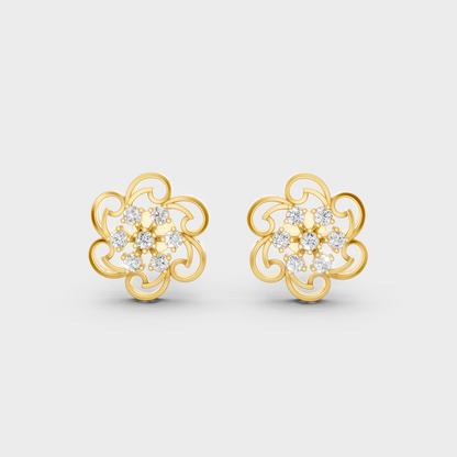  Radiant Yellow Gold Solitaire Earrings With Certified 0.50 Ct Total Weight Diamonds