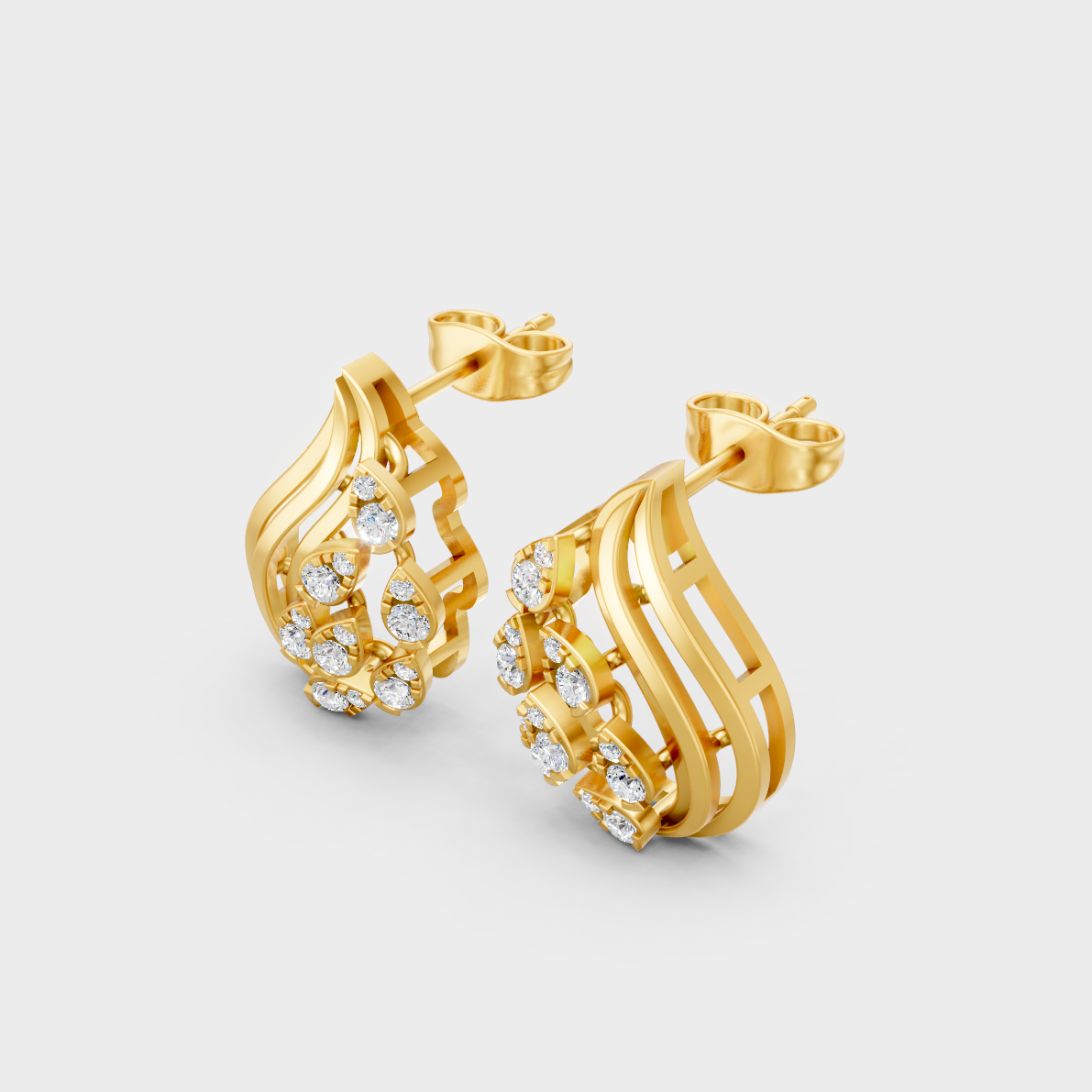 9K Yellow Gold Round-Shaped Lab-Grown Diamond Studs For Ethical Luxury