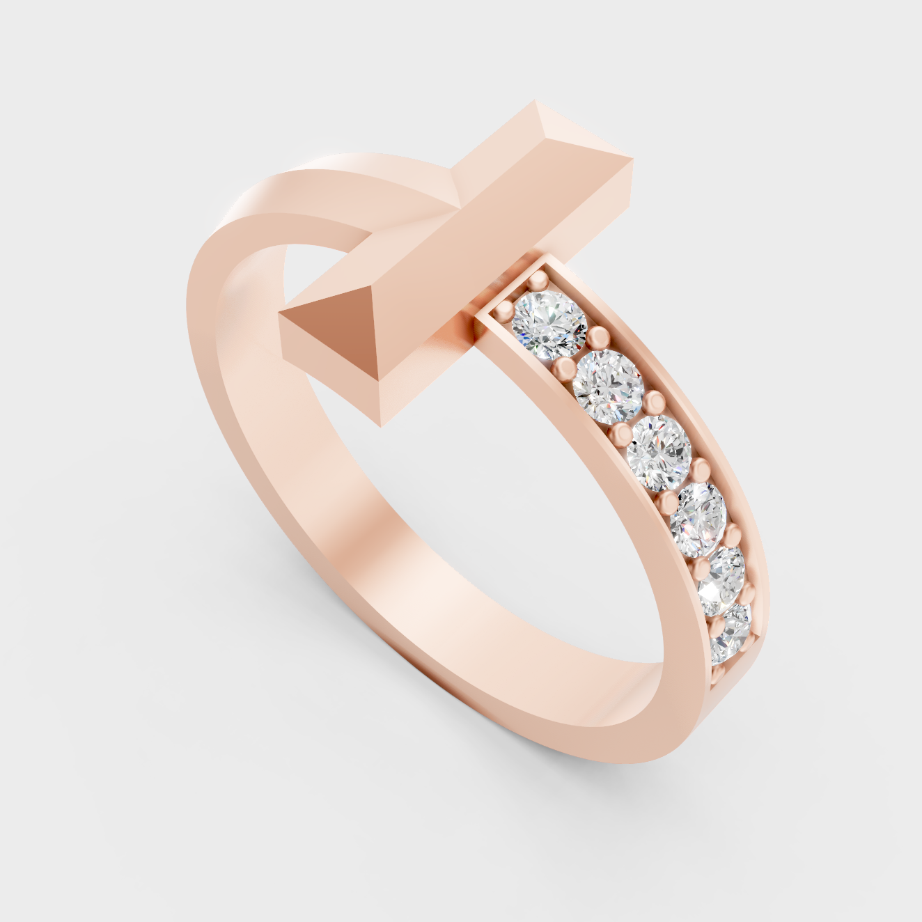 Sleek 14K Rose Gold Men’s Band Featuring A Certified 0.21Ct Round Lab Diamond