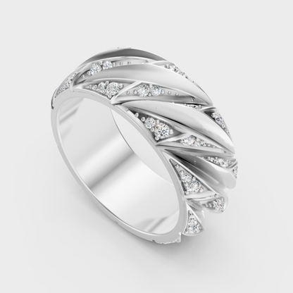 Sleek 18K White Gold Men’s Band Featuring A 0.63Ct Round Lab Diamond