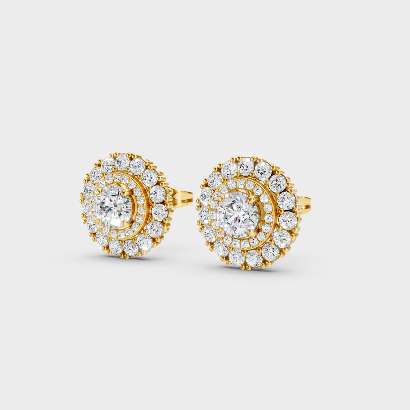 9K Yellow Gold Round-Shaped Lab-Grown Diamond Studs For Ethical Luxury