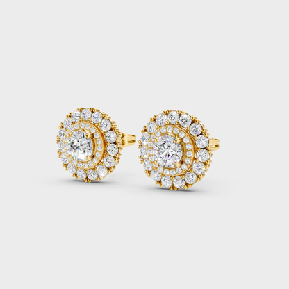 9K Yellow Gold Round-Shaped Lab-Grown Diamond Studs For Ethical Luxury