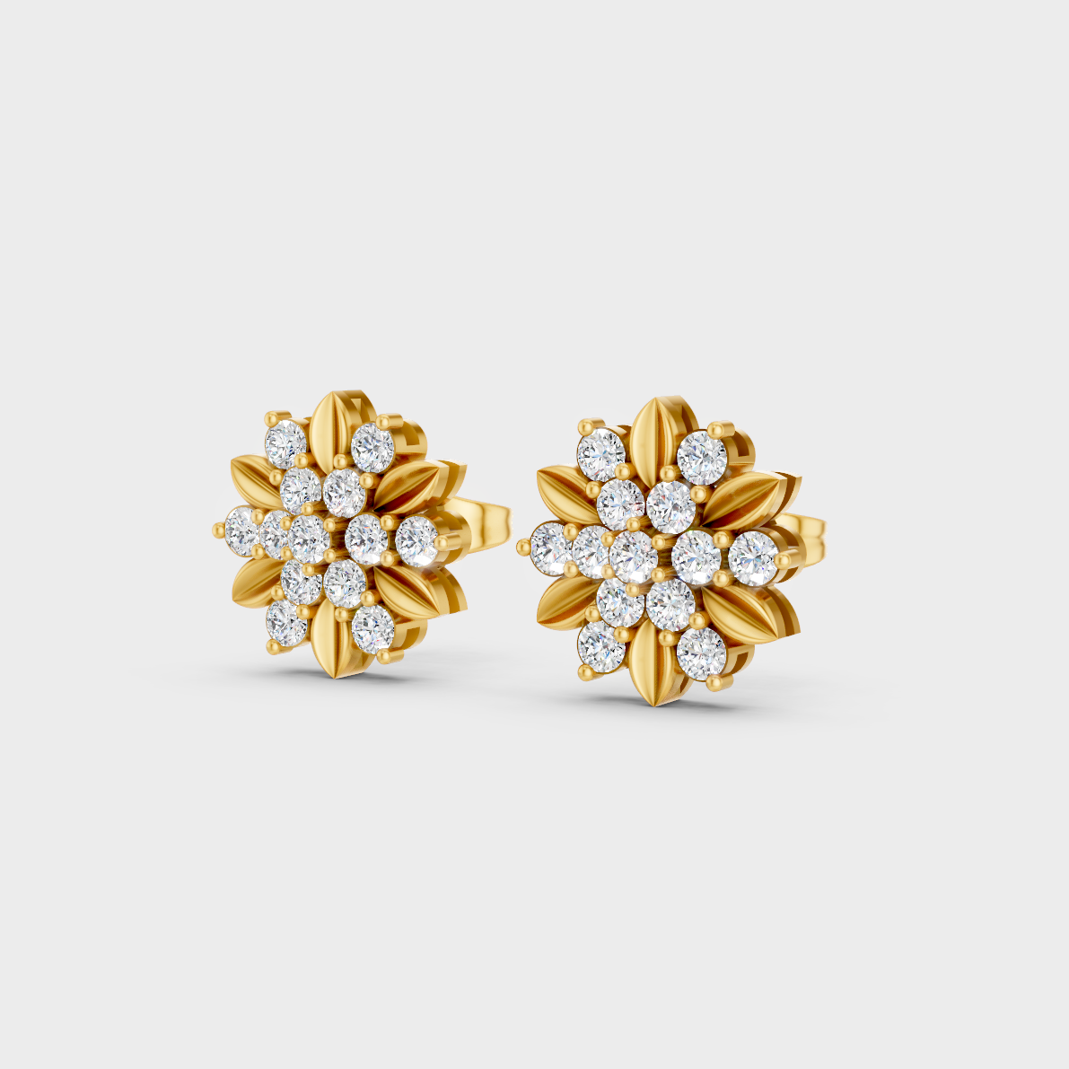  9K Yellow Gold Round-Shaped Lab-Grown Diamond Studs For Ethical Luxury