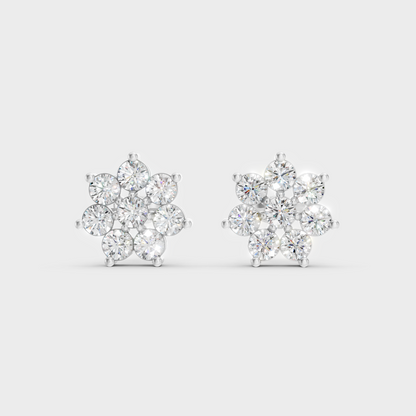 High-Polish 950 Platinum Round Lab Diamond Earrings For Refined Brilliance