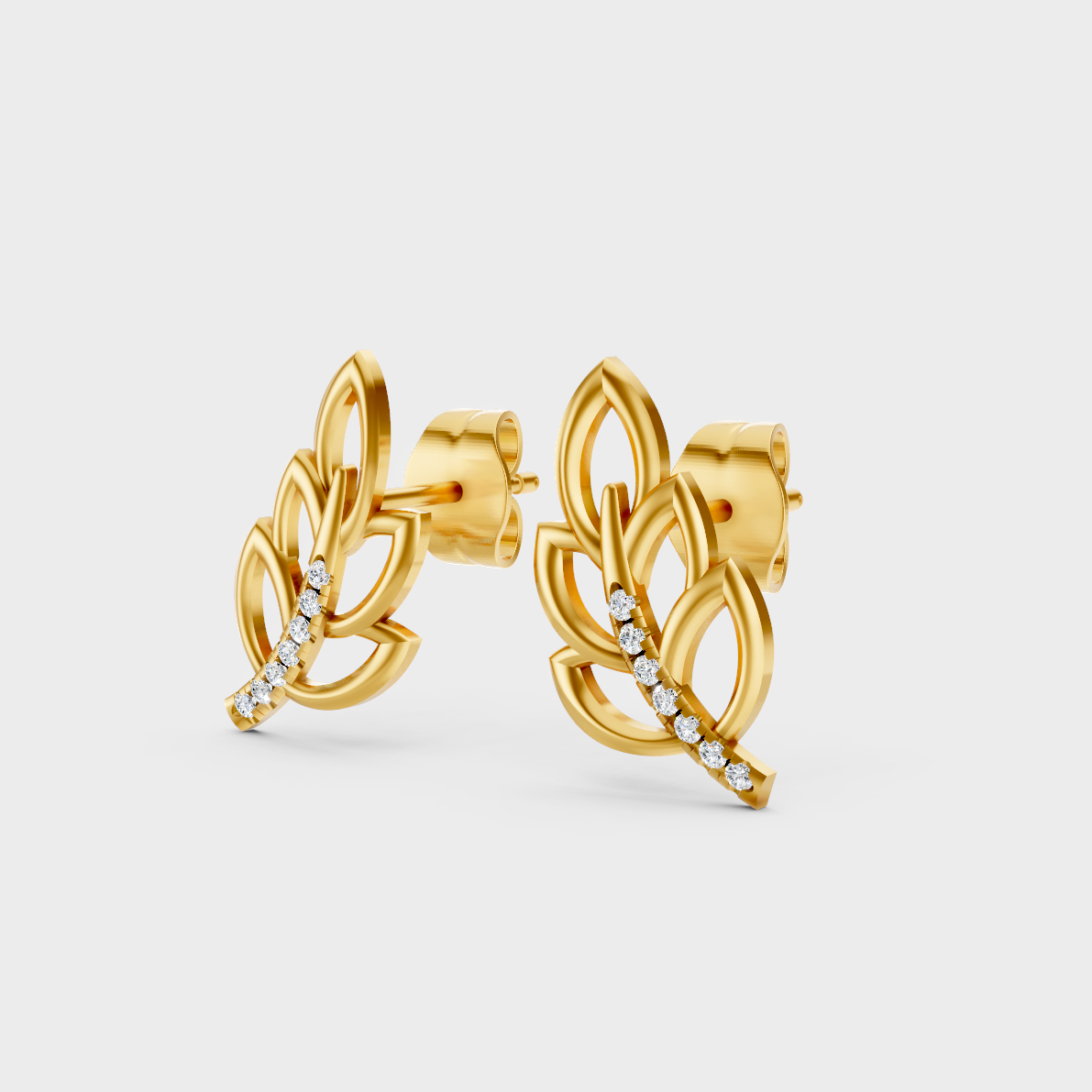  9K Yellow Gold Round-Shaped Lab-Grown Diamond Studs For Ethical Luxury