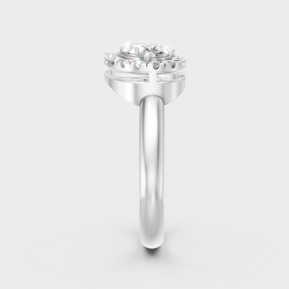 High-Polish 950 Platinum Pear Lab Diamond Halo Ring For Maximum Shine