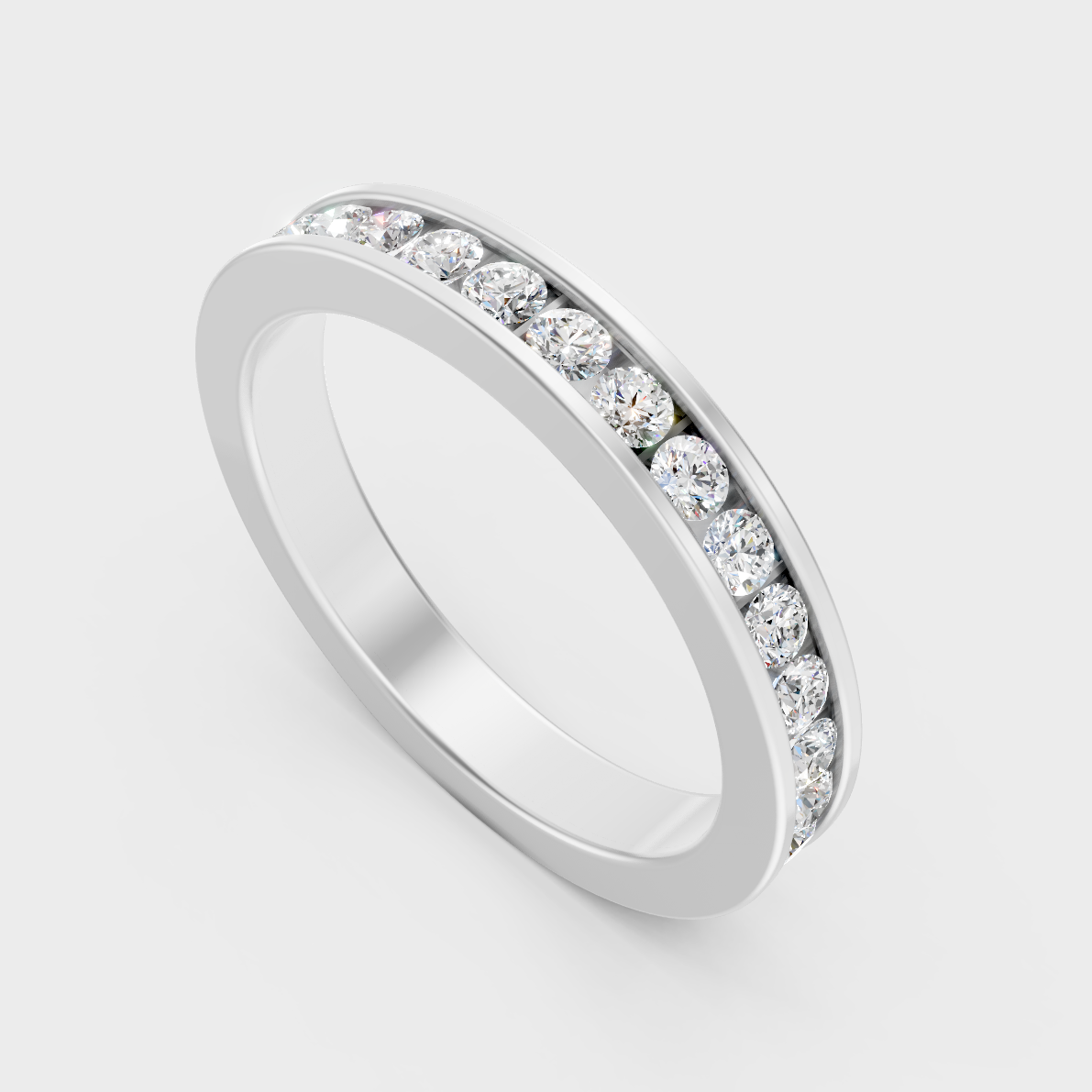 Sleek 18K White Gold Men’s Band Featuring A 1.08Ct Round Lab Diamond