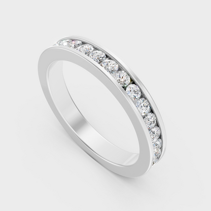 Sleek 18K White Gold Men’s Band Featuring A 1.08Ct Round Lab Diamond