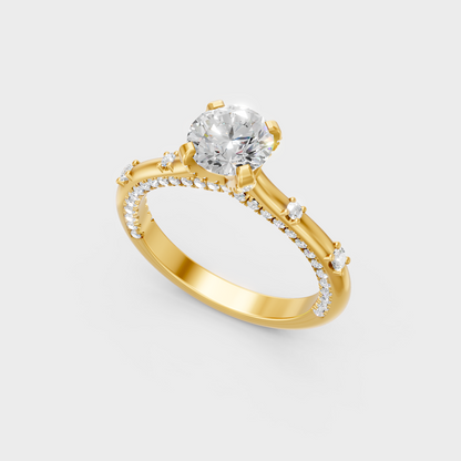 Classic Yellow Gold Engagement Ring Featuring A  Round Lab Diamond