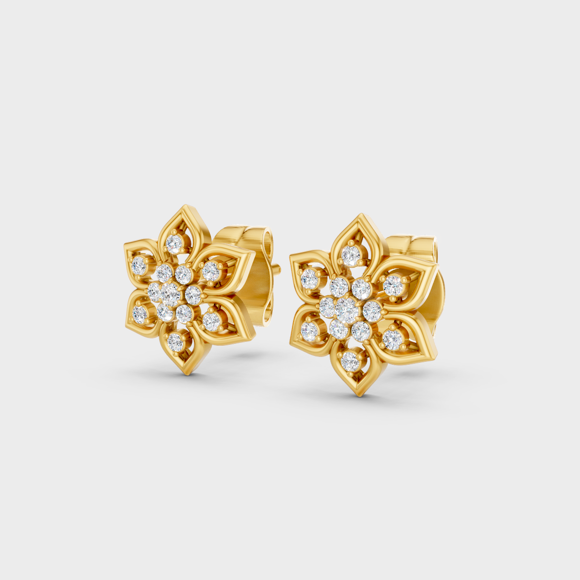 9K Yellow Gold Round-Shaped Lab-Grown Diamond Studs For Ethical Luxury