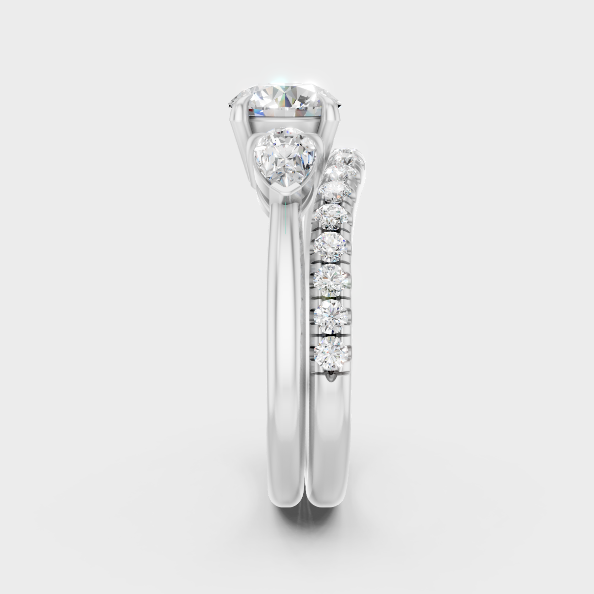 White Gold Round And Pear Lab-Grown Diamond Set With Hallmark Quality