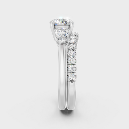 White Gold Round And Pear Lab-Grown Diamond Set With Hallmark Quality