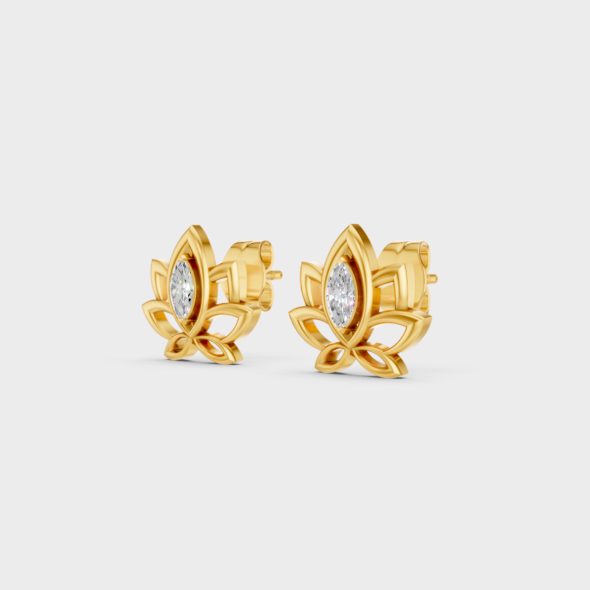 9K Yellow Gold Marquise-Shaped Lab-Grown Diamond Studs For Ethical Luxury
