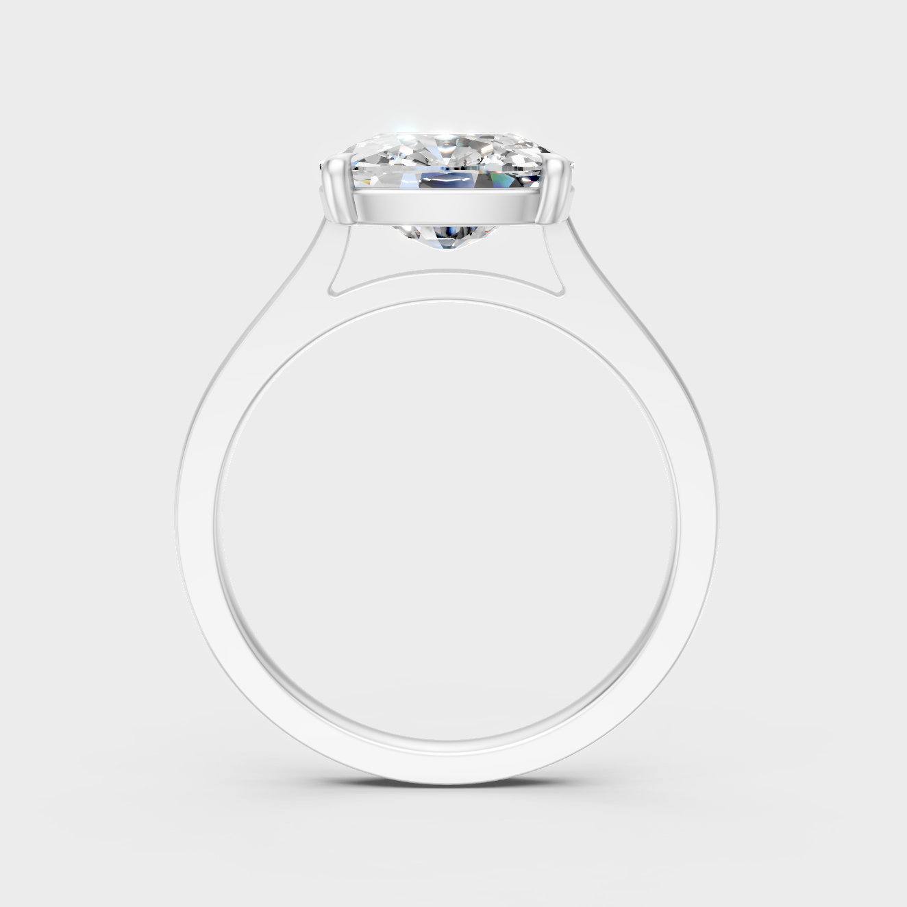 Hallmarked 14K White Gold Cushion Diamond Ring With Radiant 4.5 Carat Weight