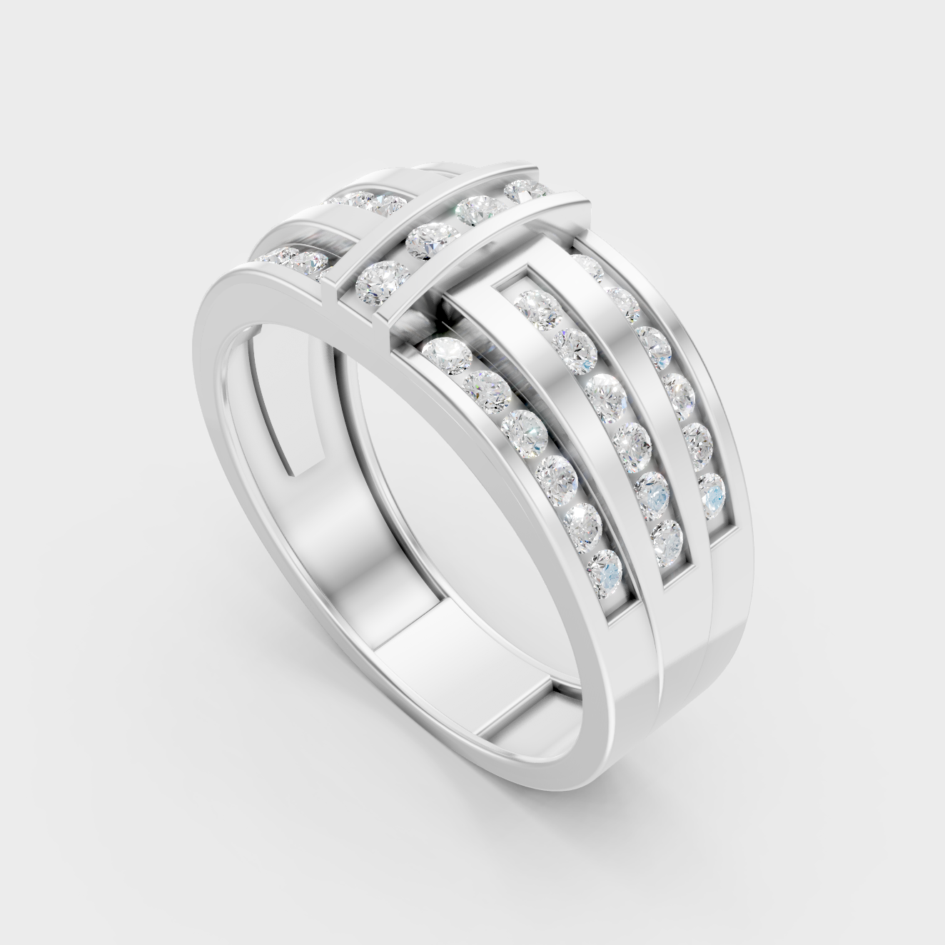 9K White Gold Round-Shaped Lab-Grown Diamond Men’s Ring With Clean Design