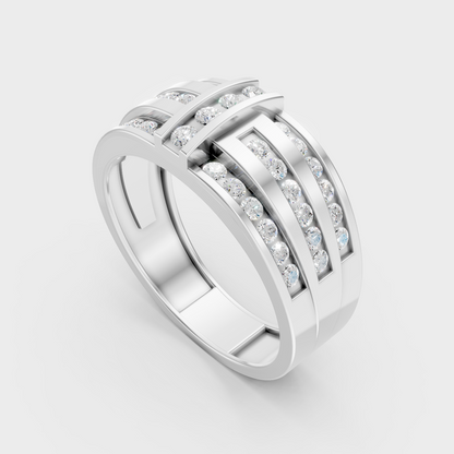 9K White Gold Round-Shaped Lab-Grown Diamond Men’s Ring With Clean Design