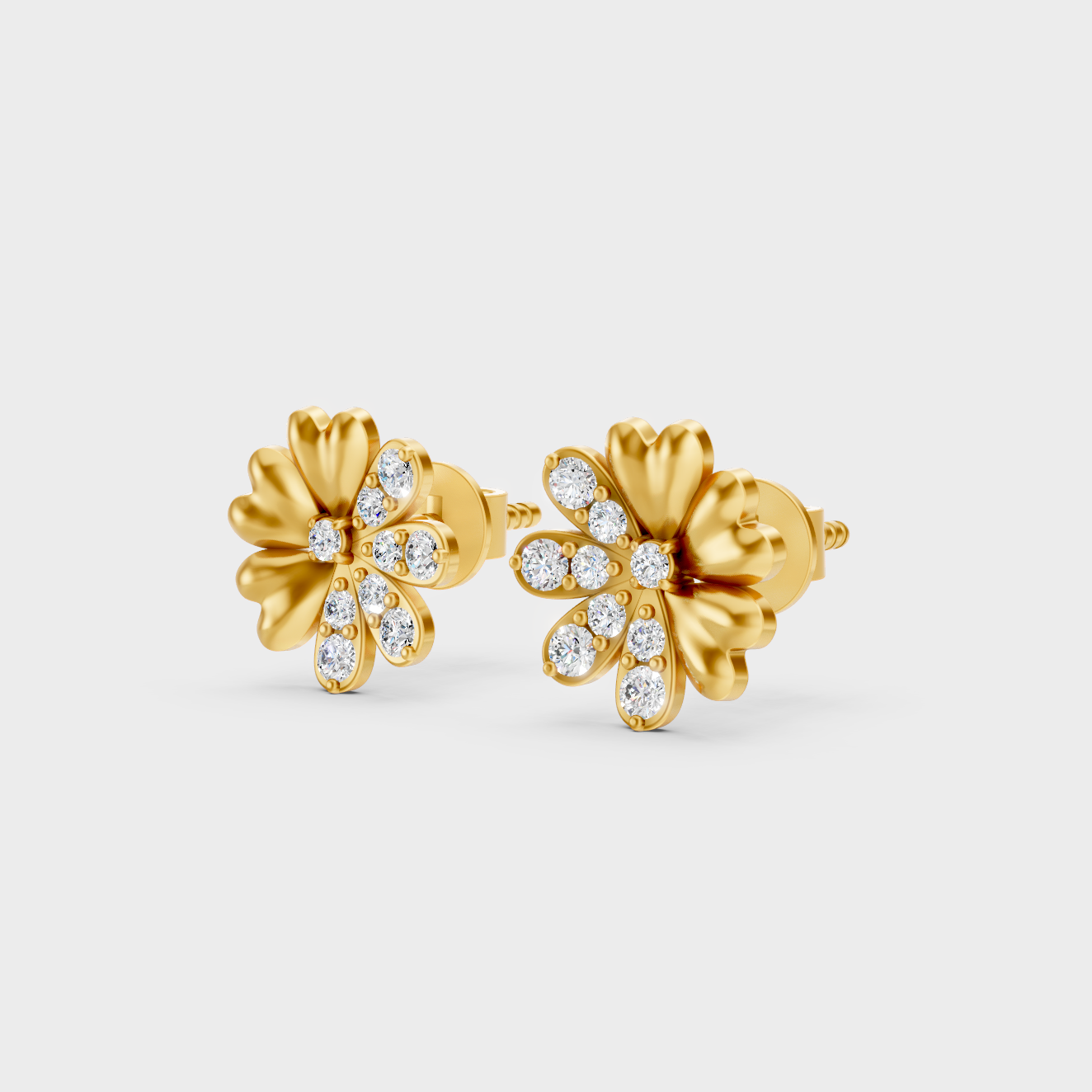 9K Yellow Gold Round-Shaped Lab-Grown Diamond Studs For Ethical Luxury