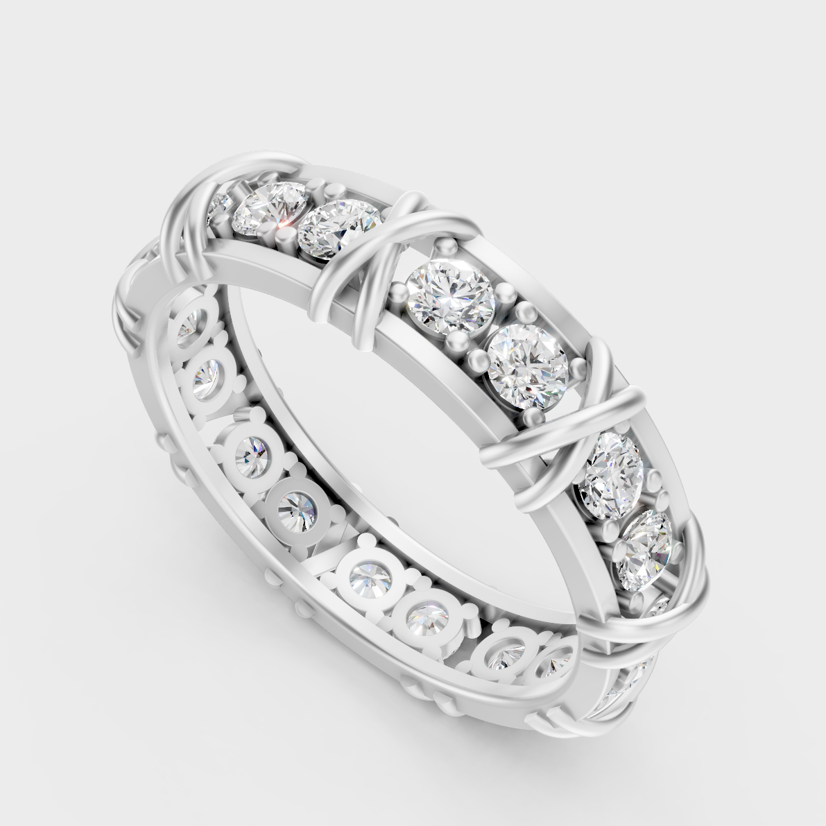 Sleek 18K White Gold Men’s Band Featuring A 1.17Ct Round Lab Diamond