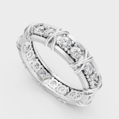 Sleek 18K White Gold Men’s Band Featuring A 1.17Ct Round Lab Diamond