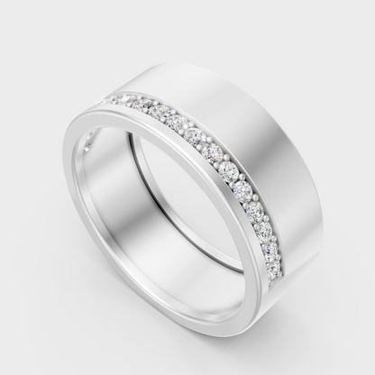 Sleek 18K White Gold Men’s Band Featuring A 0.27Ct Round Lab Diamond