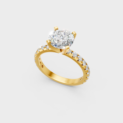Classic 14K Yellow Gold Engagement Ring Featuring A Round Lab Diamond