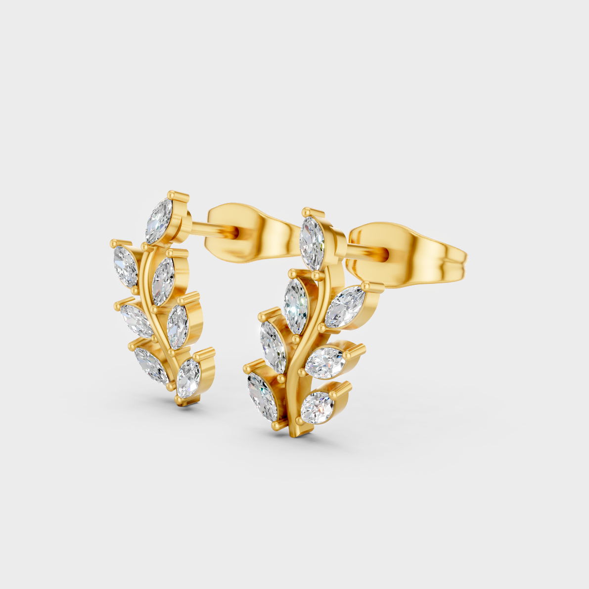  9K Yellow Gold Marquise-Shaped Lab-Grown Diamond Studs For Ethical Luxury 