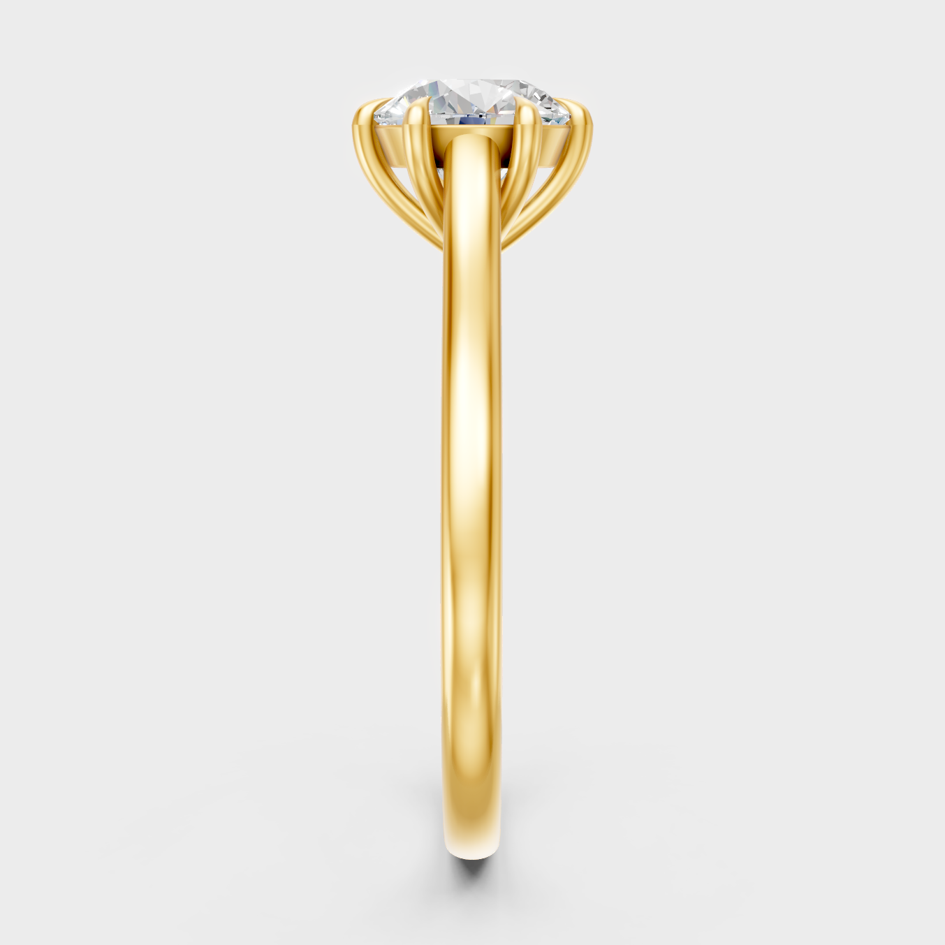 14K Yellow Gold Round-Cut Lab-Grown Diamond Ring For Ethical Luxury