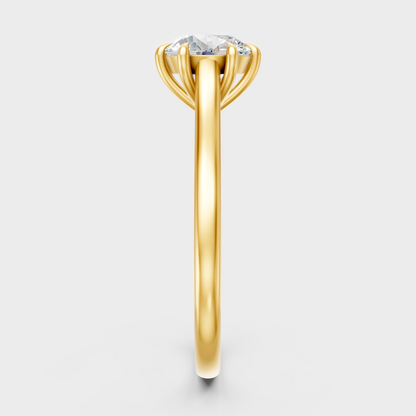 14K Yellow Gold Round-Cut Lab-Grown Diamond Ring For Ethical Luxury