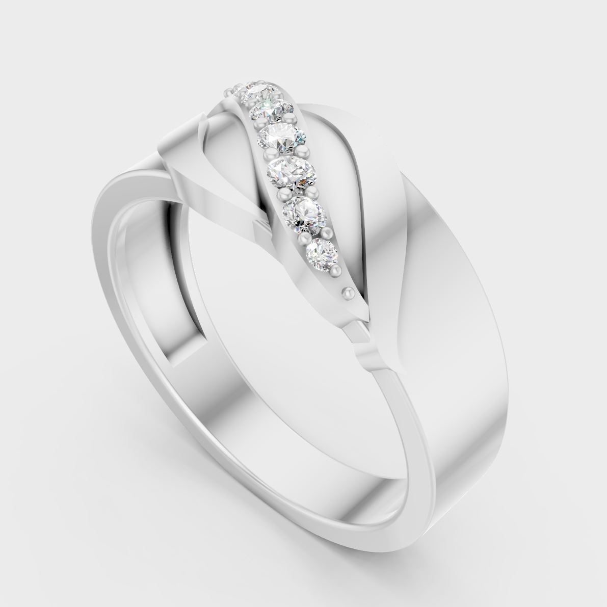 Sleek 18K White Gold Men’s Band Featuring A 0.27Ct Round Lab Diamond
