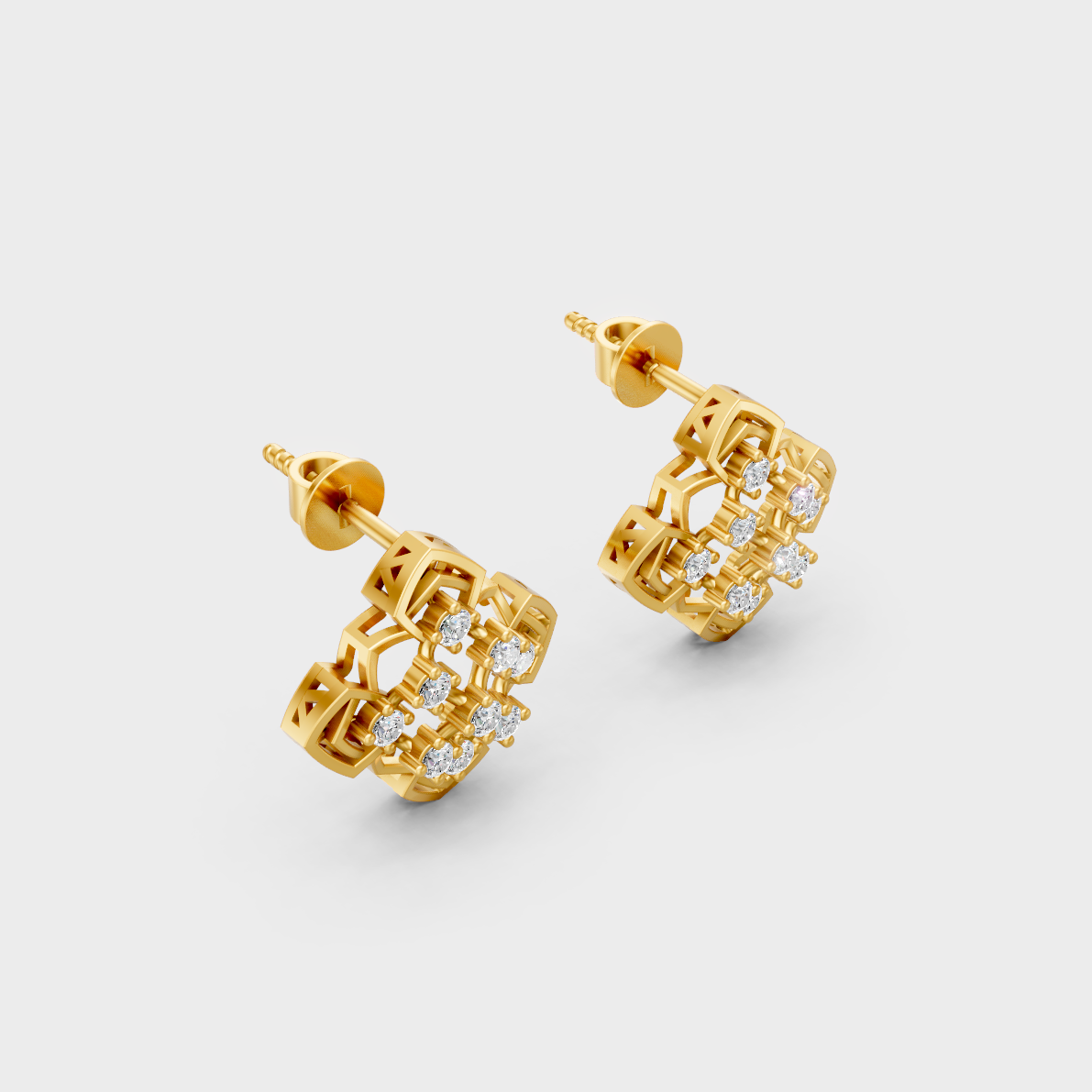 Classic 14K Yellow Gold Lab Diamond Studs Featuring 0.32 Carat Each Round Stones