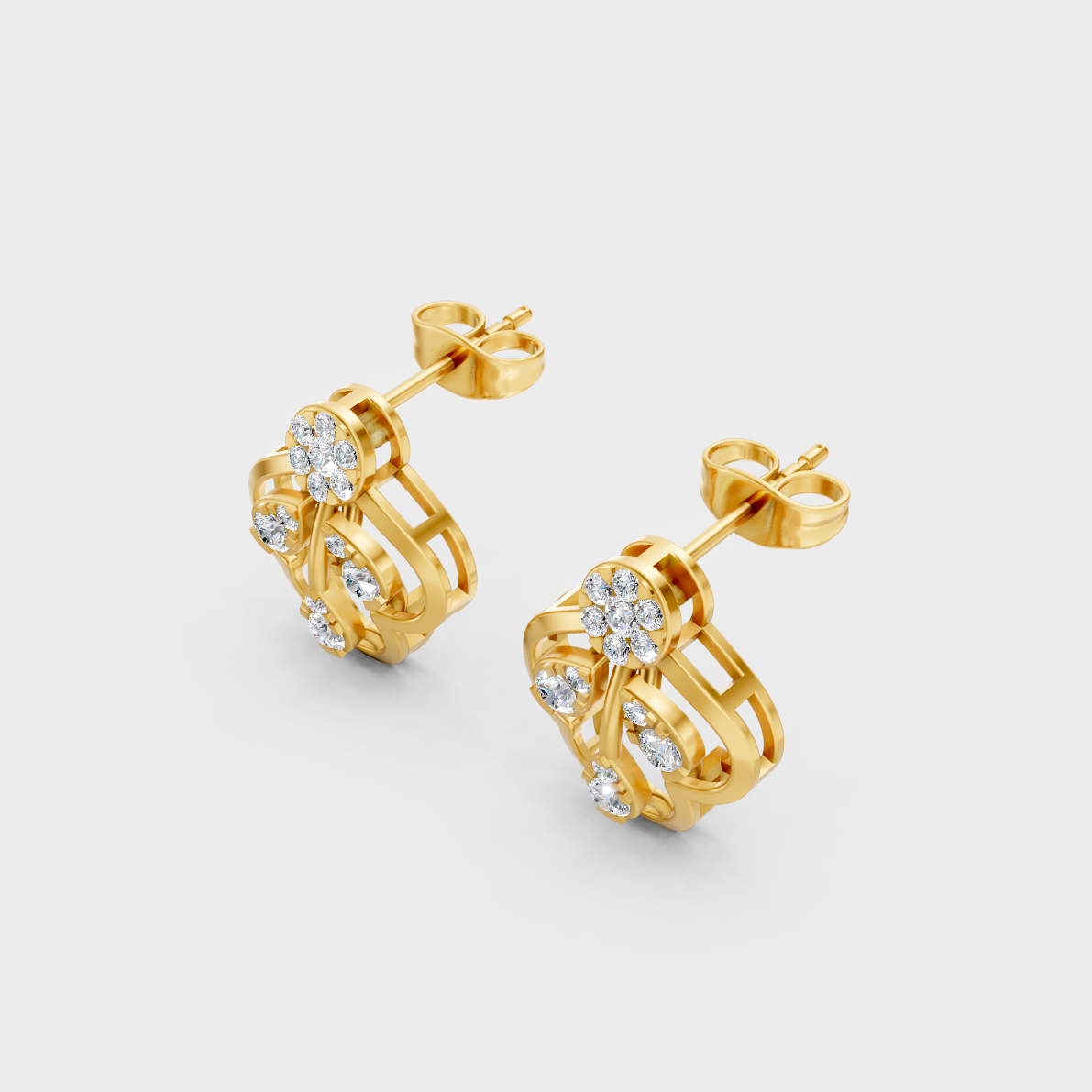 9K Yellow Gold Round-Shaped Lab-Grown Diamond Studs For Ethical Luxury